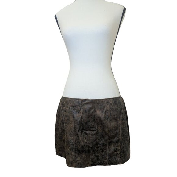 AKIRA Dresses & Skirts - Edgy Distressed Mini Skirt | Akira Faux Leather Grunge Y2K Streetwear M